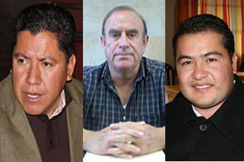 David Monreal (PT), Jorge Hiriart (PRD) y Alfredo Barajas (Convergencia)