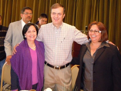 Amalia García, Marcelo Ebrard y Hortensia Aragón